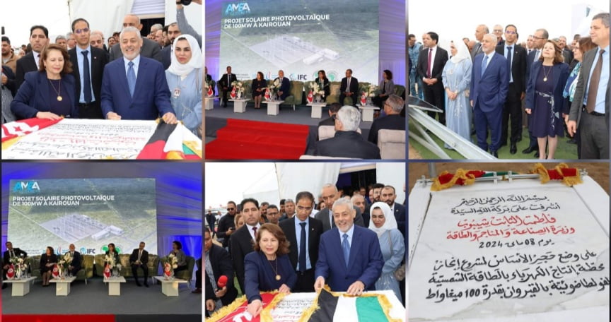 En images / Pose de la première pierre pour l'achèvement du projet de station de production d'électricité solaire à Sabikha