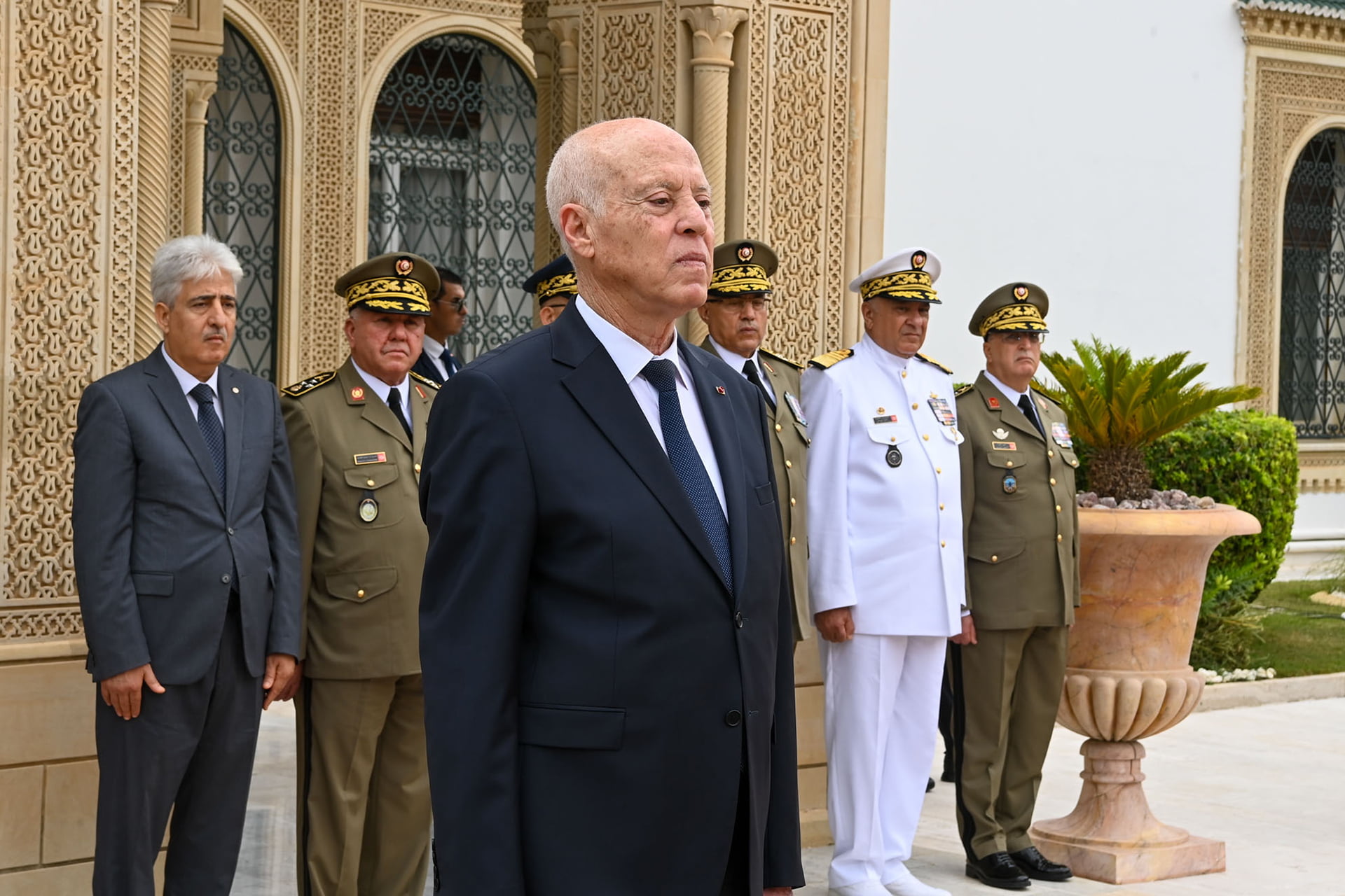 Image 1 : Le président Kais Saied brigue un nouveau mandat à l'approche des élections présidentielles de l'automne prochain/Palais de Carthage/Tunis, juillet 2024 (page Présidence de la République)