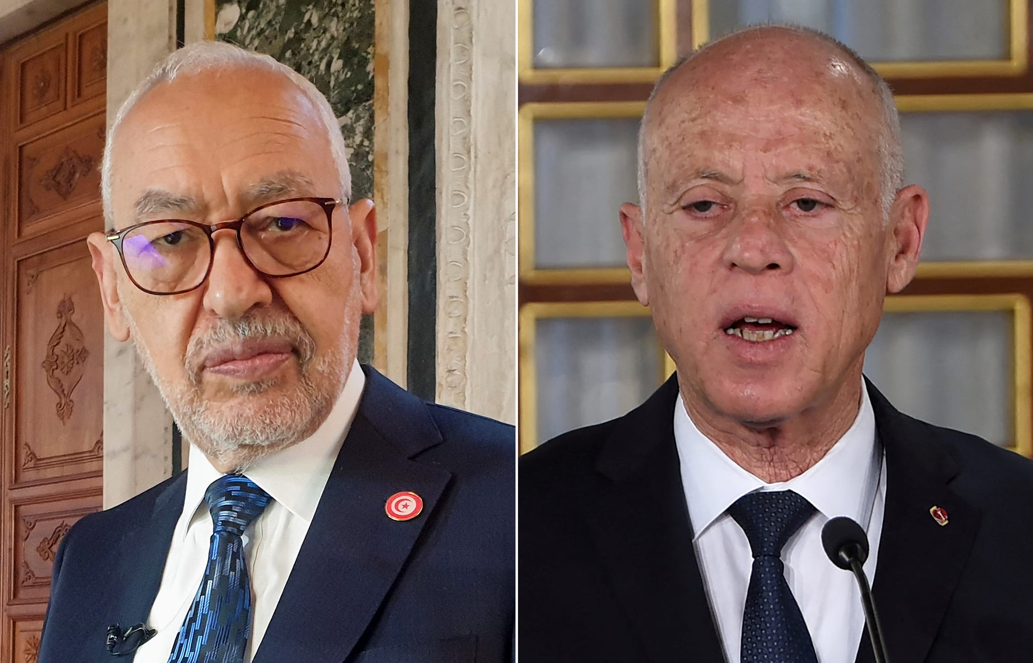 Kais Saied et le président du Parlement Rached Ghannouchi